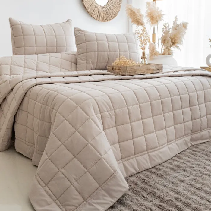 Alora Çift Kişilik Yatak Örtüsü Takımı / Ekru - 1