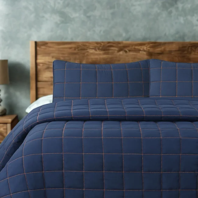 Alora Çift Kişilik Yatak Örtüsü Takımı / Lacivert - Zebra Casa (1)