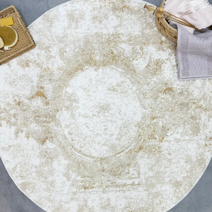 Anna Yuvarlak 120x120cm Paspas - Halı / Beyaz - Ekru - Latte - 1