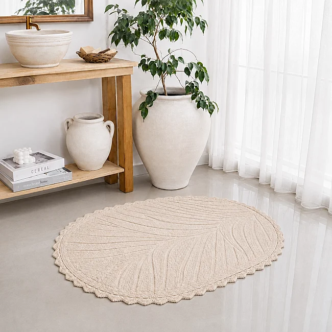 Arles %100 Pamuk 80x120 Banyo Paspası – Bej - Zebra Casa