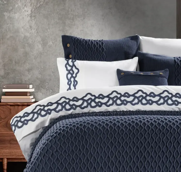 Asos 10 Parça Triko Yatak Örtüsü Seti / Indigo - 2