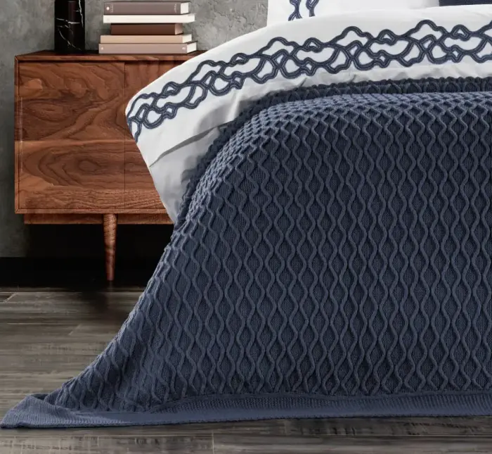 Asos 10 Parça Triko Yatak Örtüsü Seti / Indigo - 3
