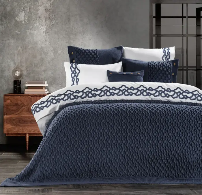 Asos 10 Parça Triko Yatak Örtüsü Seti / Indigo - 1