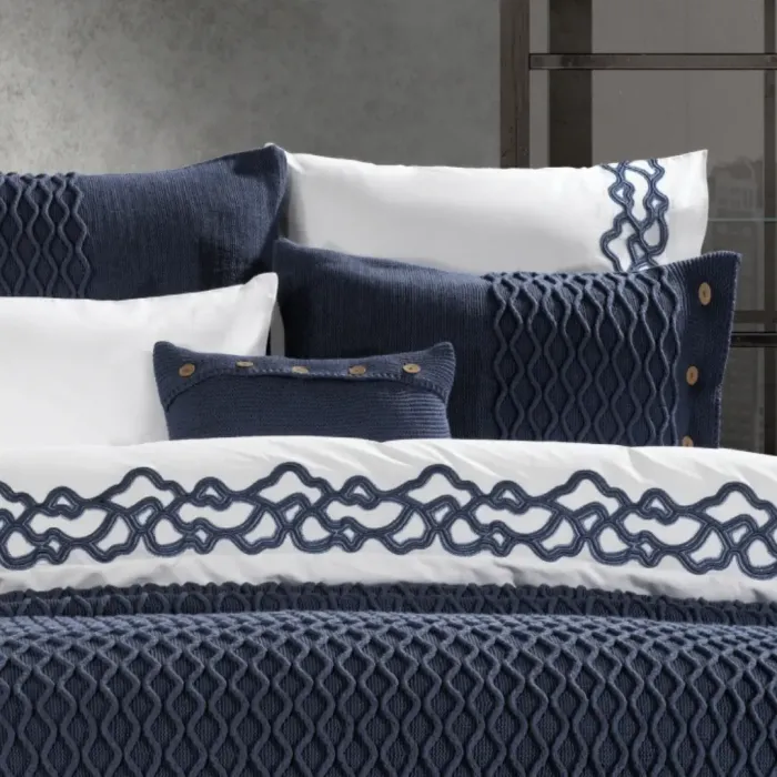 Asos 10 Parça Triko Yatak Örtüsü Seti / Indigo - 5