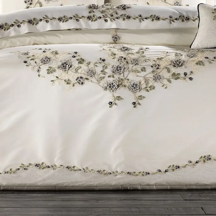 Azur Bedspread Set / Cream - Navy Blue - 5