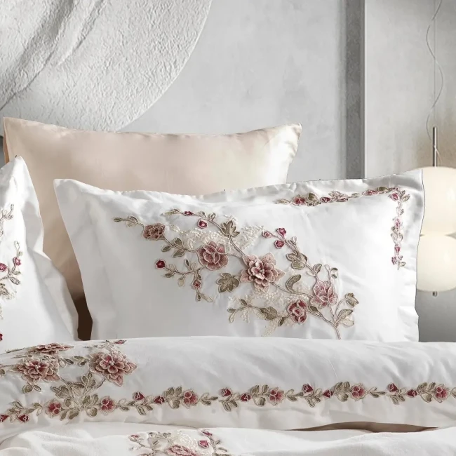 Azur 7 Pcs. Blanket Set Cappuccino/Burgundy - 5