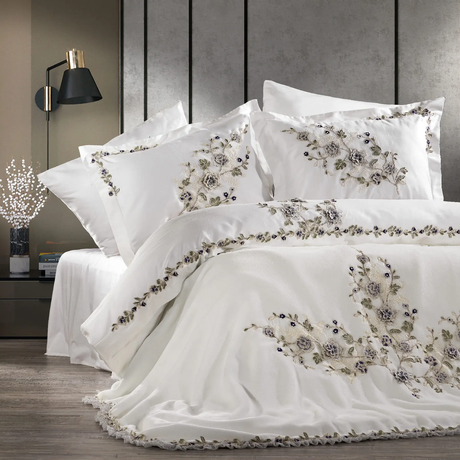Azur Blanket Set Cream Navy Blue Zebra Casa