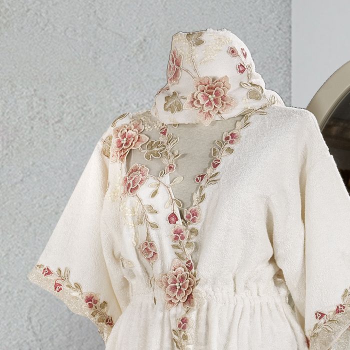 Azur Kadın Bordo Balayı Bornoz Seti - 2