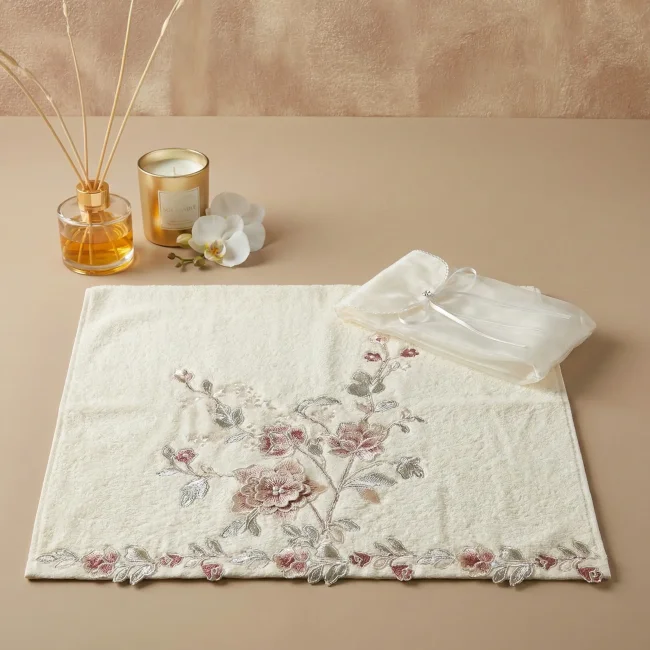 Azur Çeyizlik Keseli Havlu / Cappuccino-Bordo - 1