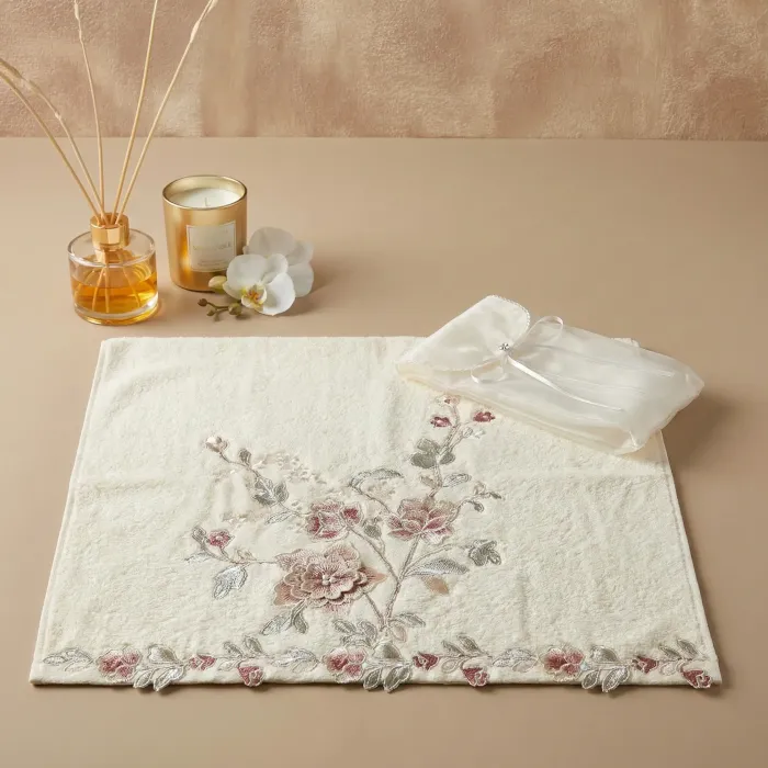 Azur Çeyizlik Keseli Havlu / Cappuccino-Bordo - 1