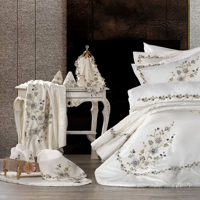 Azur Cream/Navy Blue 24 Pcs Premium Wedding Set - 4