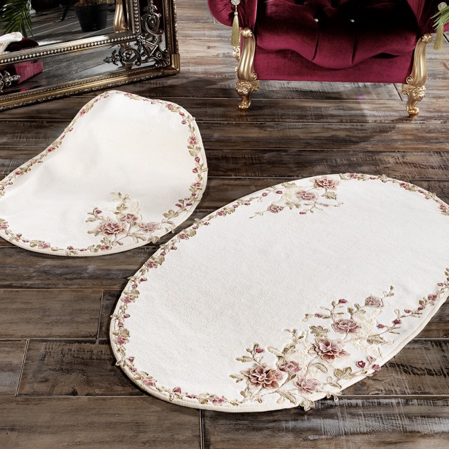 Azur İkili Oval Paspas Takımı Capp/Bordo 