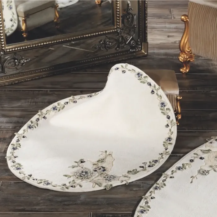 Azur İkili Oval Paspas Takımı Krem/Lacivert - 3