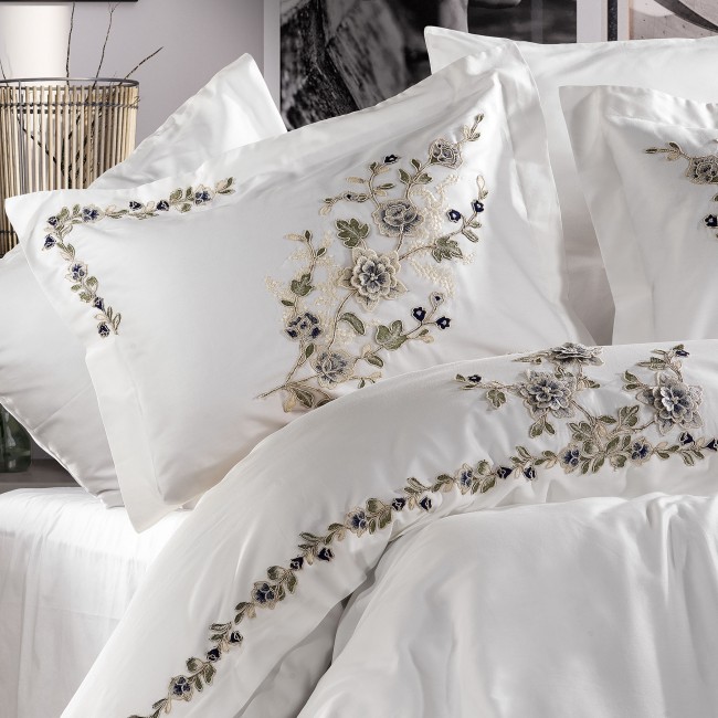 Azur Nevresim Takımı Krem / Lacivert - Zebra Casa (1)