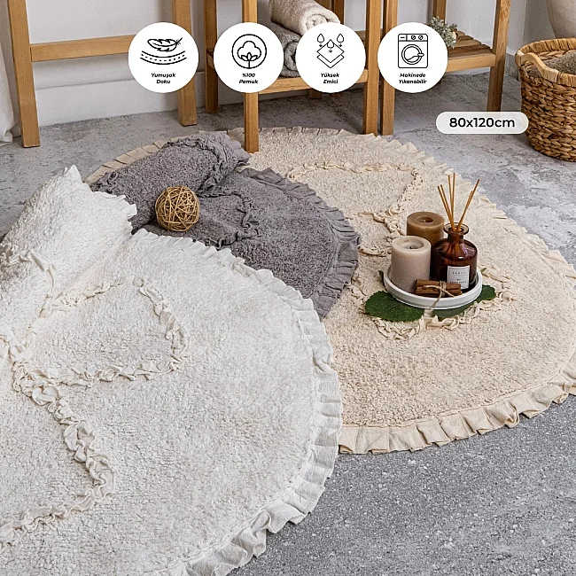 Bella %100 Pamuk 80x120 Banyo Paspası – Gri - 3