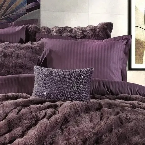 Bonny Çift Kişilik Nevresimli Yatak Örtüsü Seti / Mürdüm - 3