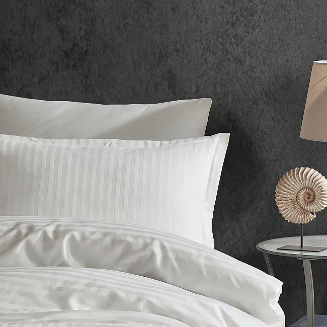 Bonny Çizgili Saten Nevresim Takımı / Ekru - 3