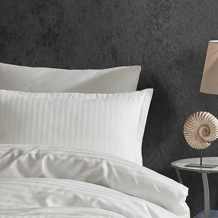 Bonny Çizgili Saten Nevresim Takımı / Ekru - 3