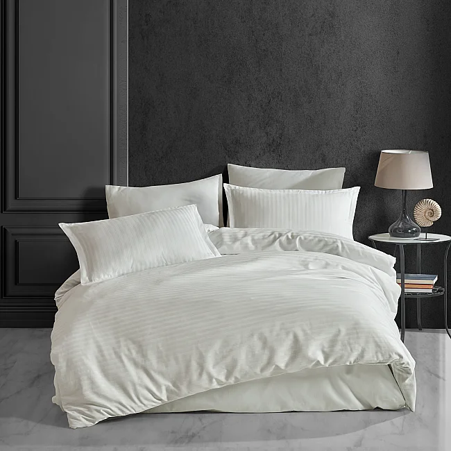 Bonny Çizgili Saten Nevresim Takımı / Ekru - 2