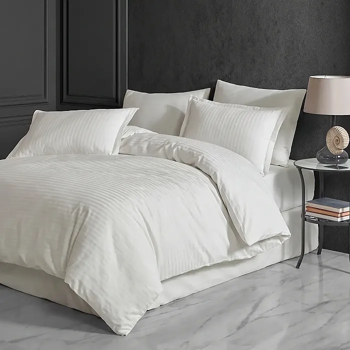 Bonny Çizgili Saten Nevresim Takımı / Ekru - 1