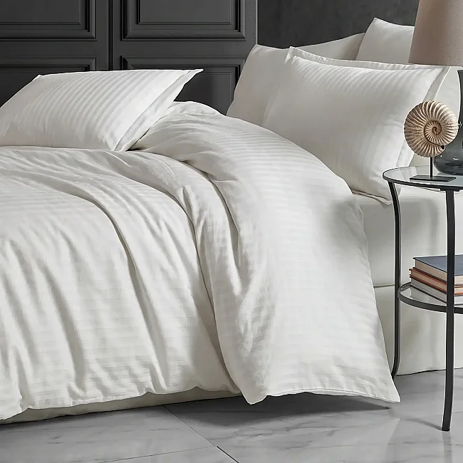 Bonny Çizgili Saten Nevresim Takımı / Ekru - 4