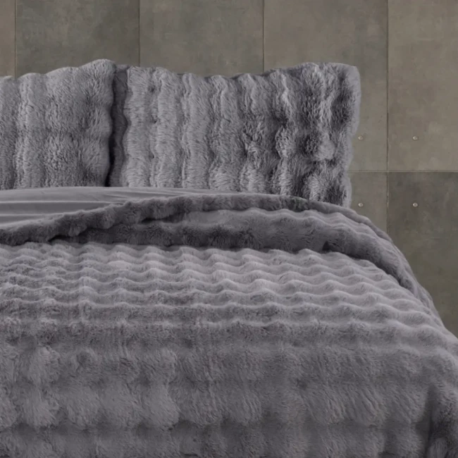 Bonny Kürk Yatak Örtüsü / Gri - 4
