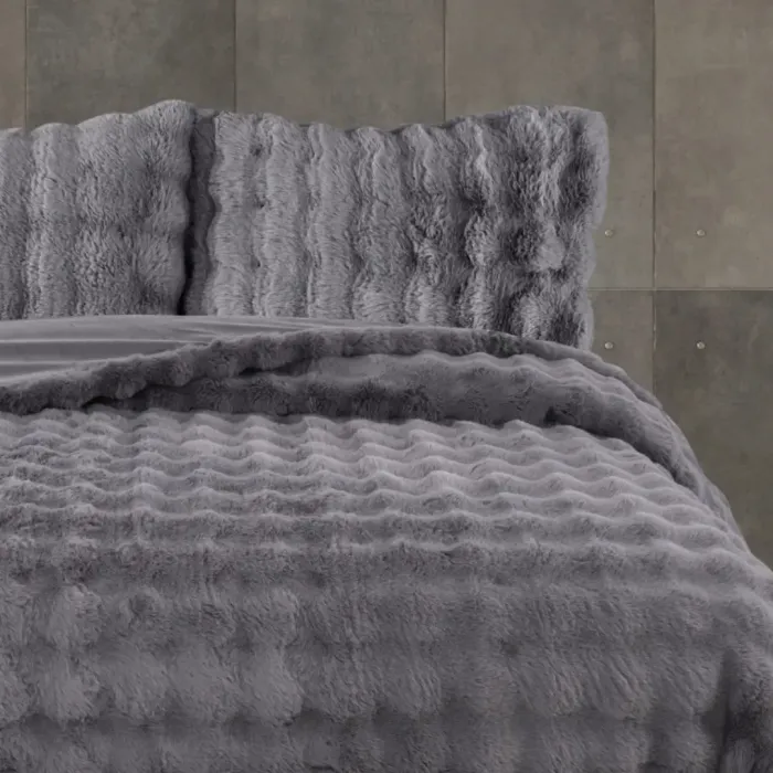 Bonny Kürk Yatak Örtüsü / Gri - 4