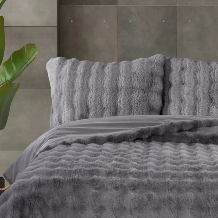 Bonny Kürk Yatak Örtüsü / Gri - 5