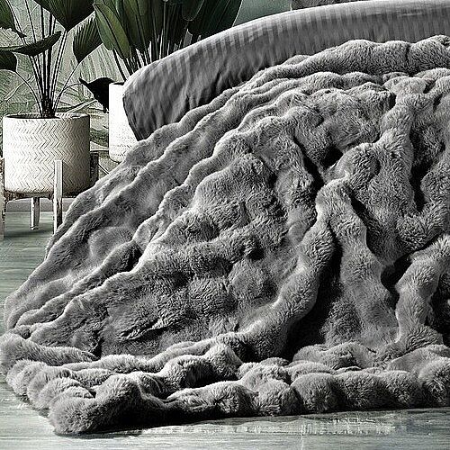 Bonny Kürk Yatak Örtüsü / Gri - 4