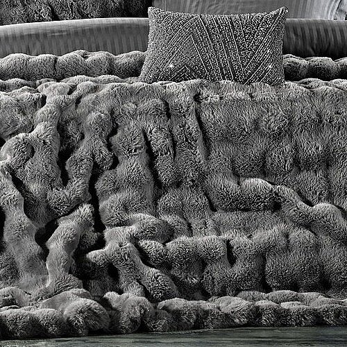 Bonny Kürk Yatak Örtüsü / Gri - 5