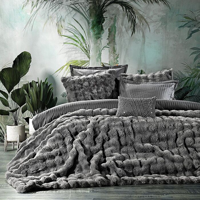 Bonny Kürk Yatak Örtüsü / Gri - 1