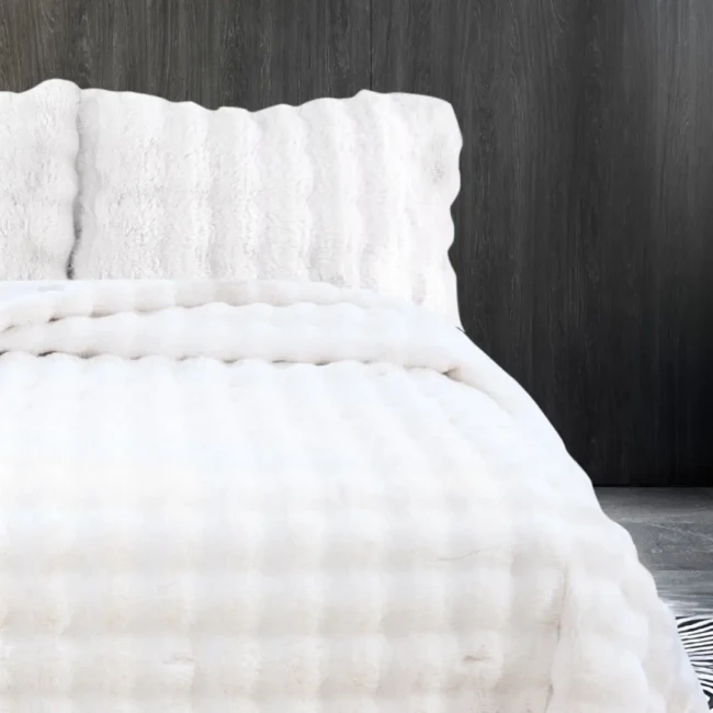 Bonny Kürk Yatak Örtüsü / Krem - 5
