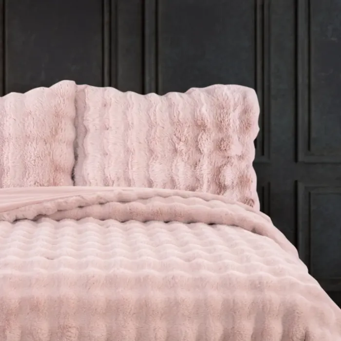 Bonny Kürk Yatak Örtüsü / Pudra - 5