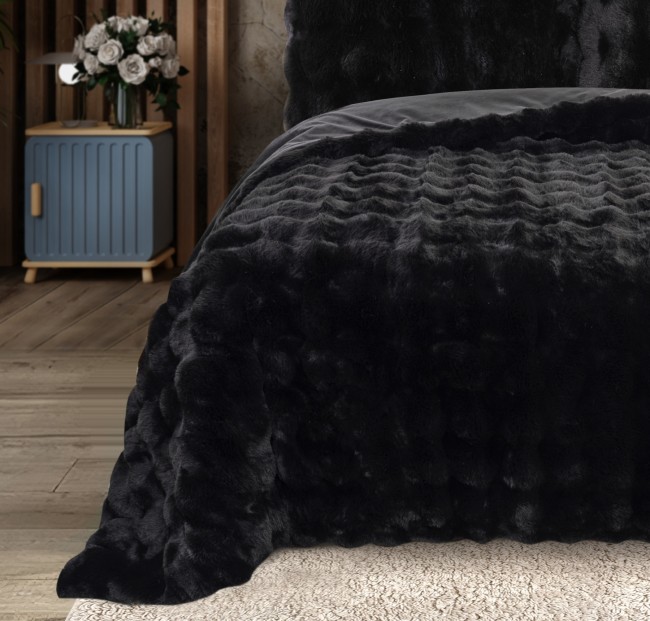 Bonny Kürk Yatak Örtüsü / Siyah - 3