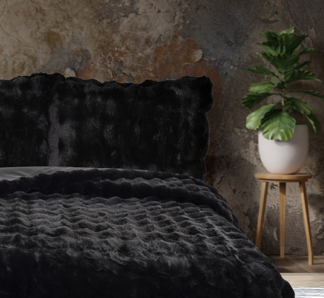 Bonny Kürk Yatak Örtüsü / Siyah - Zebra Casa (1)