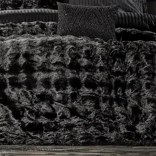 Bonny Kürk Yatak Örtüsü / Siyah - 5