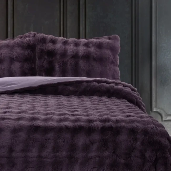 Bonny Kürk Yatak Örtüsü / Mürdüm - Zebra Casa (1)