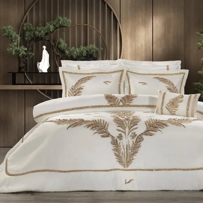 Caroline 10 Parça Çeyiz Yatak Seti / Bej - 1