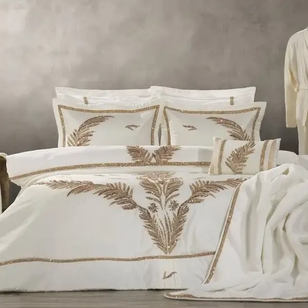 Caroline 23 Parça Premium Çeyiz Yatak Seti / Bej - Zebra Casa (1)