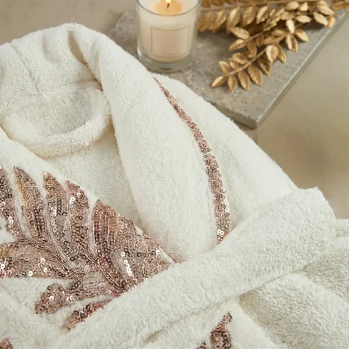 Caroline 6 Parça Bambu Aile Bornoz Seti / Krem - 3