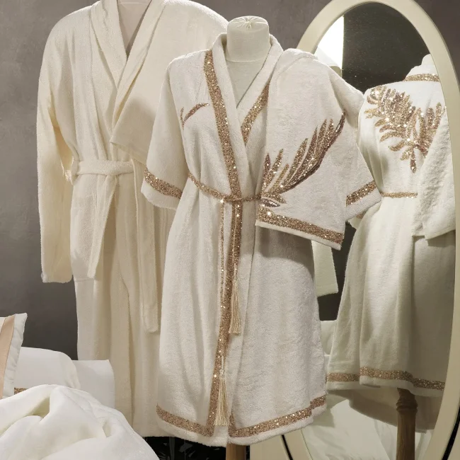 Caroline Kadın Balayı Bornoz Seti / Bej - 1