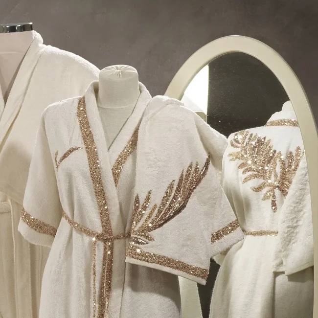 Caroline Kadın Balayı Bornoz Seti / Bej - Zebra Casa (1)