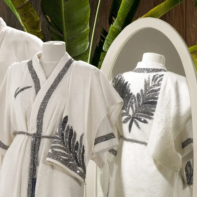 Caroline Kadın Balayı Bornoz Seti / Lacivert - Zebra Casa (1)