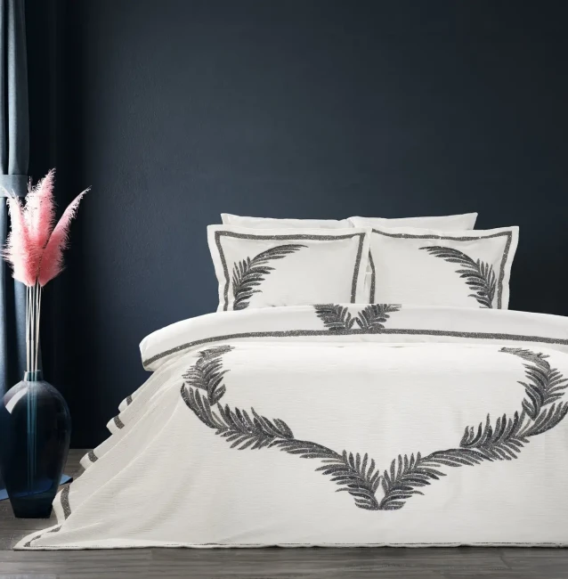 Caroline Çift Kişilik Pike Seti / Lacivert - Zebra Casa