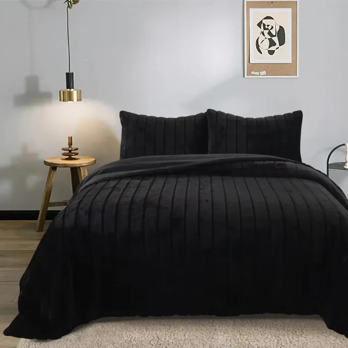 Comfy Çift Kişilik Comforter Set / Siyah - 1