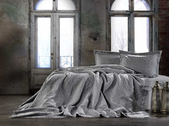 Zebra Casa - Cosy Çift Kişilik Yatak Örtüsü / Antrasit