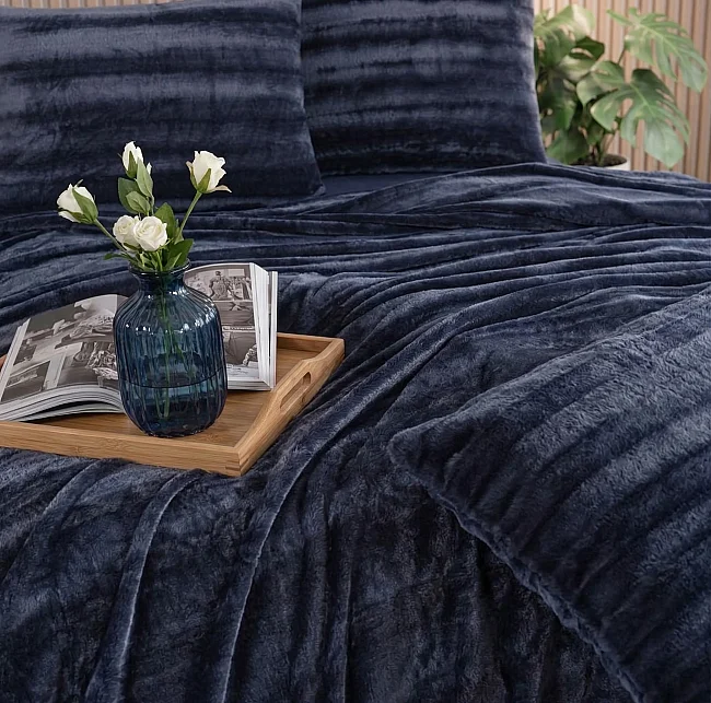 Cozy Çift Kişilik Battaniye Takımı / Lacivert - 2