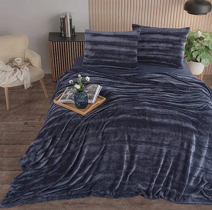Cozy Tek Kişilik Battaniye Takımı / Lacivert - 1