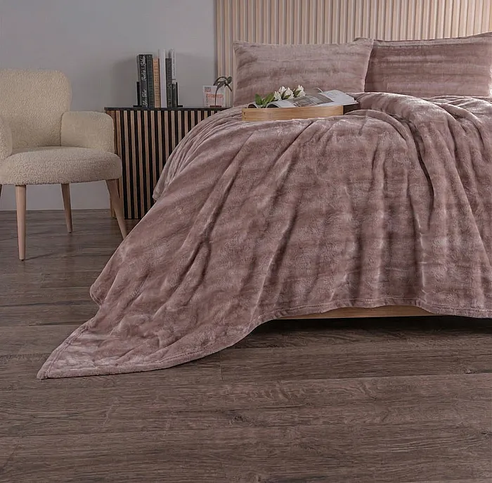 Cozy Tek Kişilik Battaniye Takımı / Pudra - 3