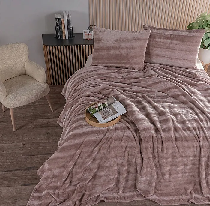 Cozy Tek Kişilik Battaniye Takımı / Pudra - 1
